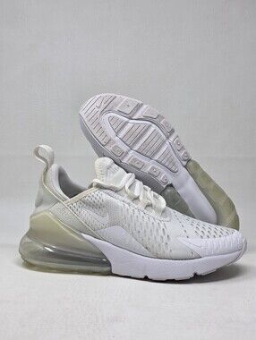 Nike Air Max 270 White  Metallic Silver 943345-103 Big Kids  Size 4Y Pre-owned
